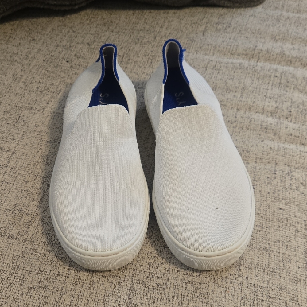 Rothy's White and Blue Women's Slip-On Sneakers